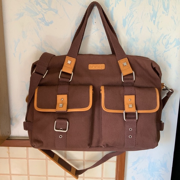 BODHI Weekender Brown Leather trim LAPTOP Bag - Picture 4 of 5
